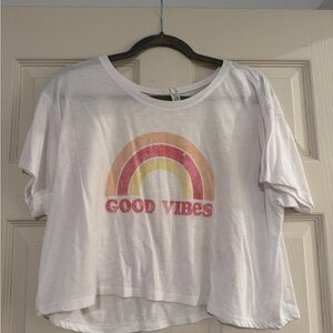 White 'Good Vibes' Rainbow T-Shirt